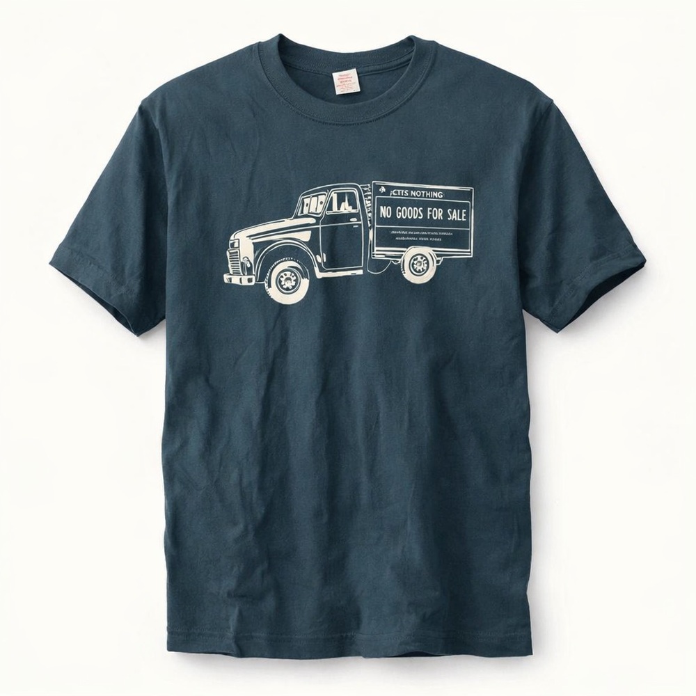 Navy Graphic Tee with Vintage Truck Print